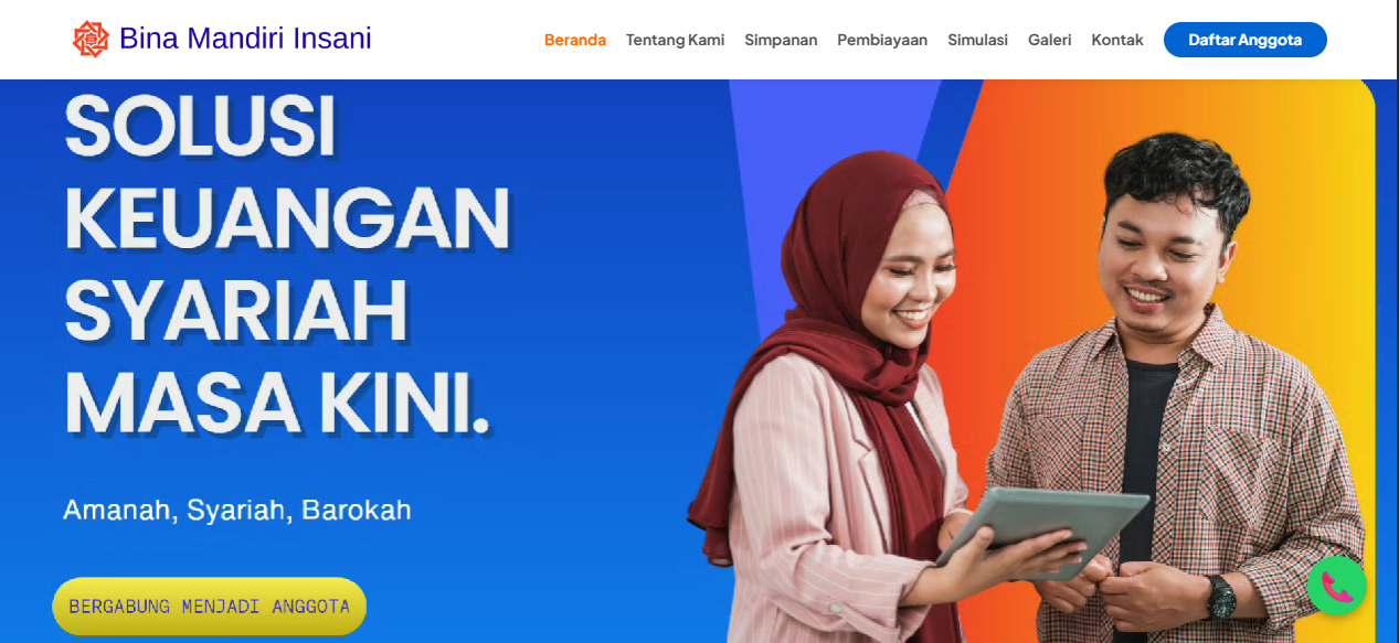 Portofolio Website KSPPS Bina Mandiri Insani